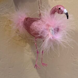 Pink Glitter Flamingo Bird Ornament- new with tags